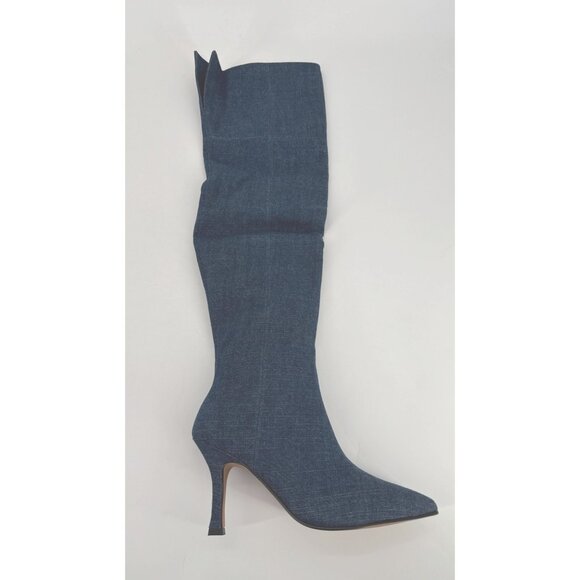 Lisa Vicky Over The Knee Boots Ave Dark Blue Denim Size 9.5 New Awesome - Picture 10 of 13